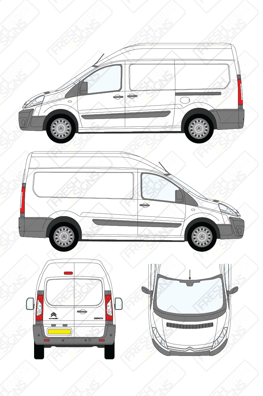 Van Graphics - Citroen | Dispatch | 2007-2016 | Long Wheelbase (L2) | High Roof (H2) | Panelled Rear Doors