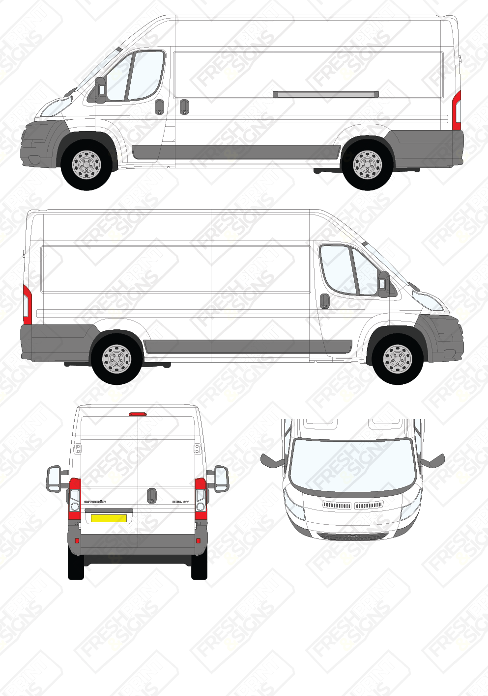 Van Graphics - Citroen | Relay | 2006-2014 | Extra-Long Wheelbase (L4) | Medium Roof (H2) | Panelled Rear Doors