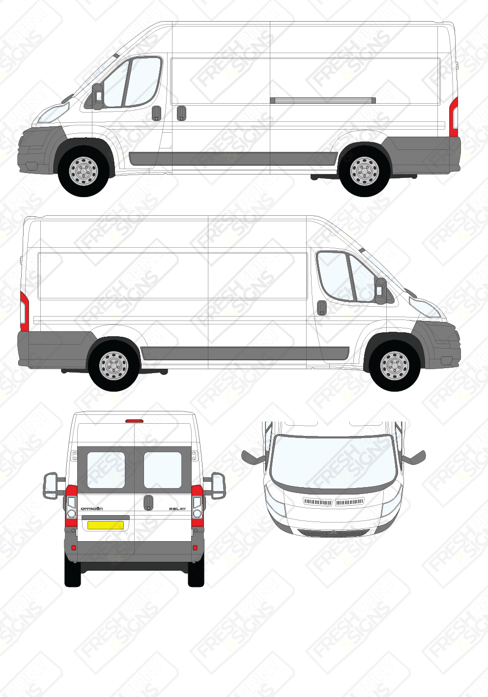 Van Graphics - Citroen | Relay | 2006-2014 | Extra-Long Wheelbase (L4) | Medium Roof (H2) | With Rear Windows
