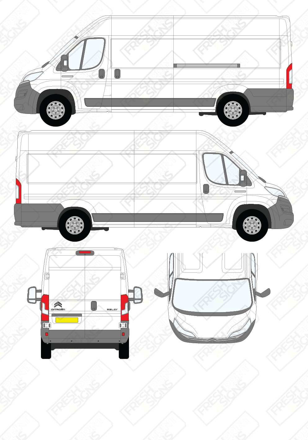 Van Graphics - Citroen | Relay | 2014-2025 | Extra-Long Wheelbase (L4) | Medium Roof (H2) | Panelled Rear Doors