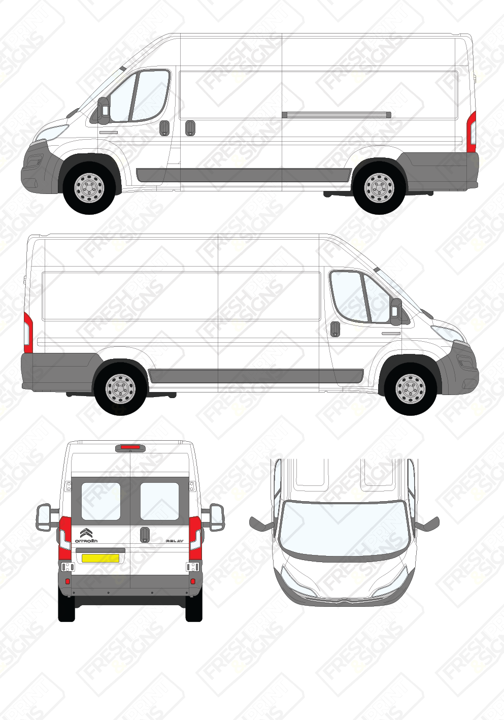 Van Graphics - Citroen | Relay | 2014-2025 | Extra-Long Wheelbase (L4) | Medium Roof (H2) | With Rear Windows