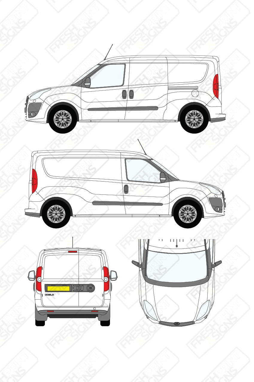 Van Graphics - Fiat | Doblo Cargo | 2010-2015 | Long Wheelbase (L2) | Low Roof (H1) | Panelled Rear Doors