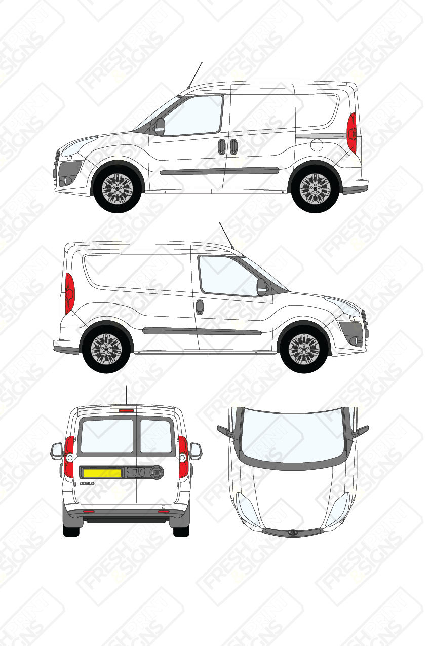 Van Graphics - Fiat | Doblo Cargo | 2010-2015 | Short Wheelbase (L1) | Low Roof (H1) | With Rear Windows