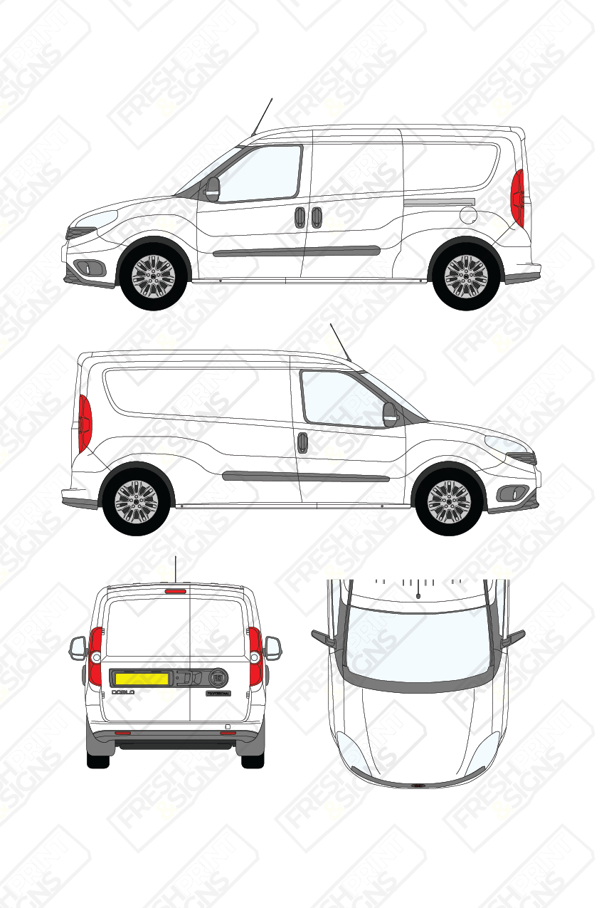 Van Graphics - Fiat | Doblo Cargo | 2015-2022 | Medium Wheelbase (L2) | Low Roof (H1) | Panelled Rear Doors