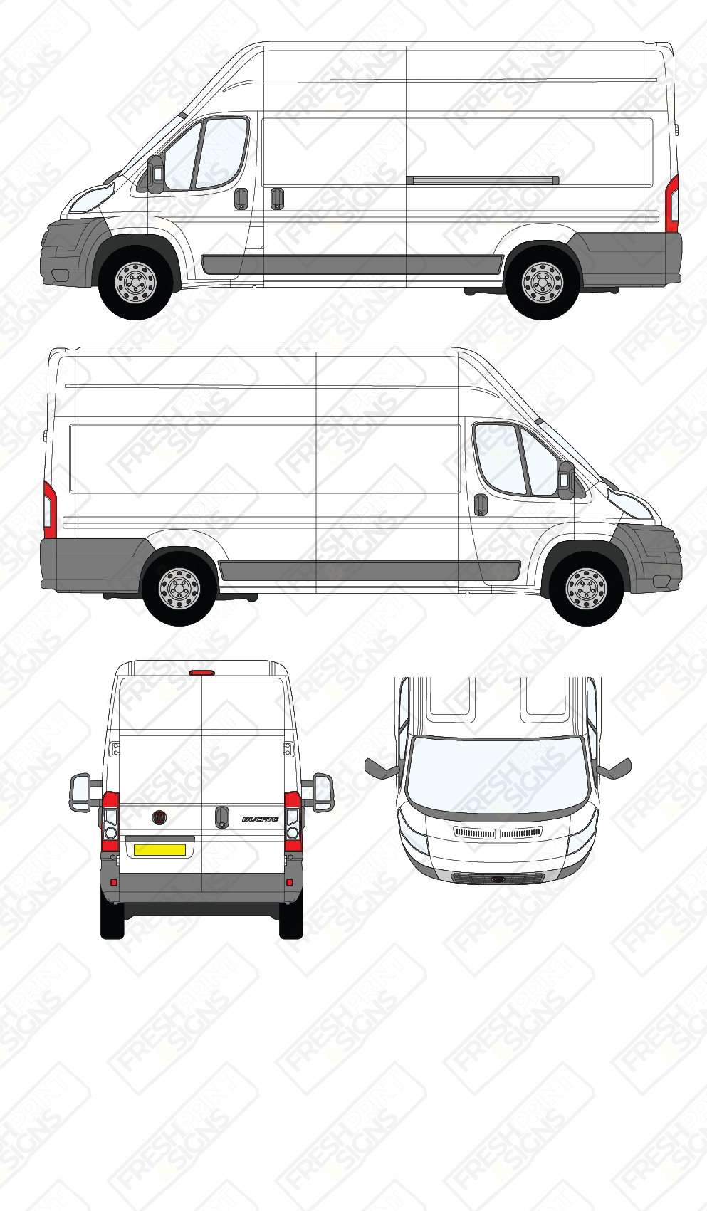 Van Graphics - Fiat | Ducato | 2006-2014 | Extra-Long Wheelbase (L4) | High Roof (H3) | Panelled Rear Doors