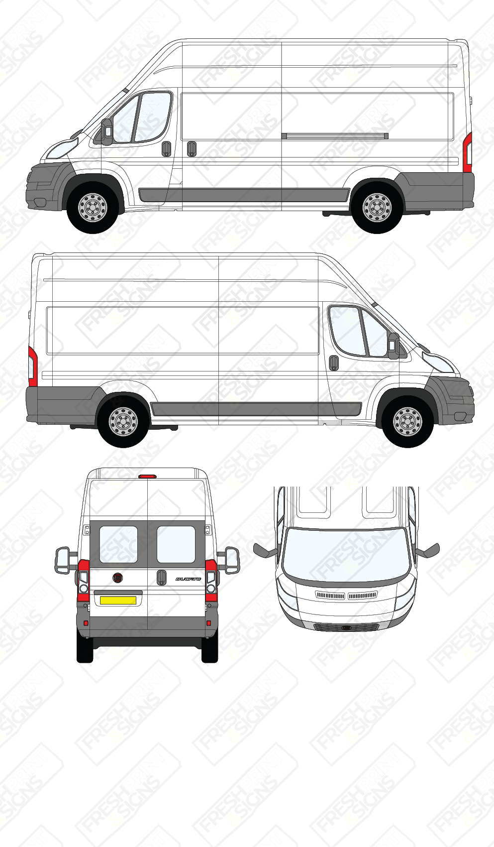 Van Graphics - Fiat | Ducato | 2006-2014 | Extra-Long Wheelbase (L4) | High Roof (H3) | With Rear Windows