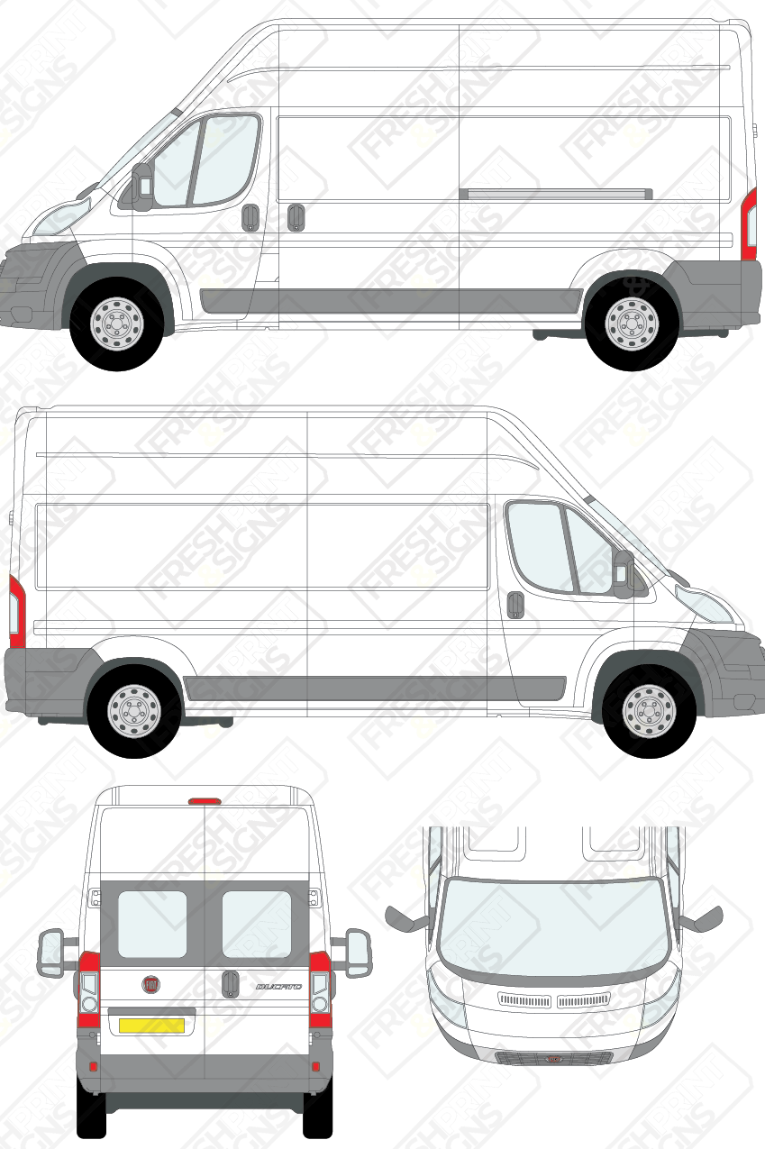 Van Graphics - Fiat | Ducato | 2006-2014 | Long Wheelbase (L3) | High Roof (H3) | With Rear Windows