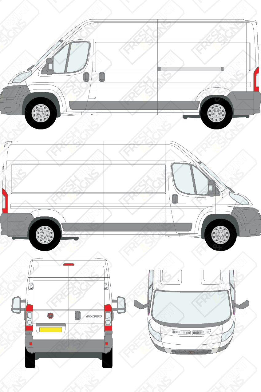 Van Graphics - Fiat | Ducato | 2006-2014 | Long Wheelbase (L3) | Medium Roof (H2) | Panelled Rear Doors