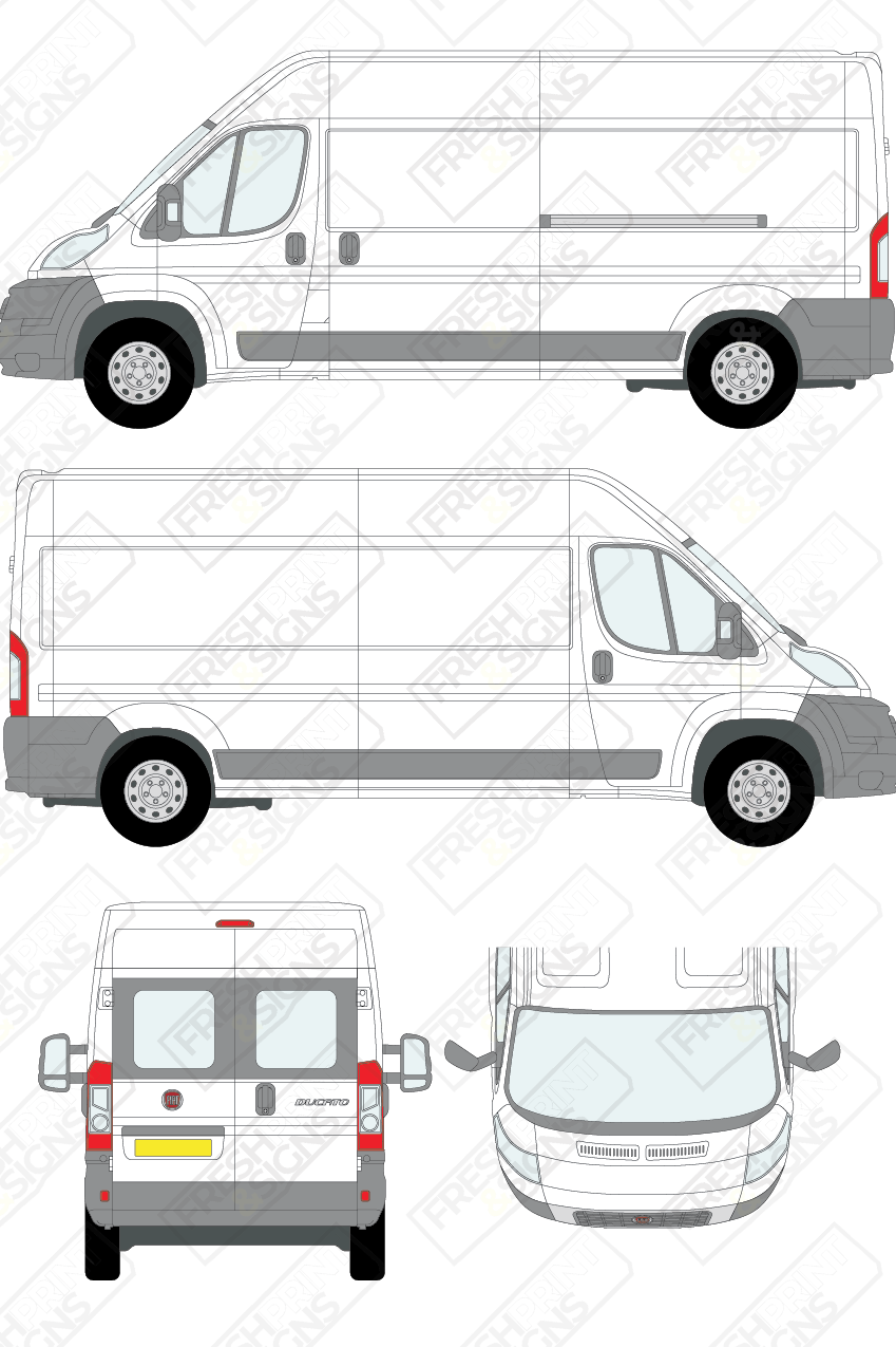 Van Graphics - Fiat | Ducato | 2006-2014 | Long Wheelbase (L3) | Medium Roof (H2) | With Rear Windows