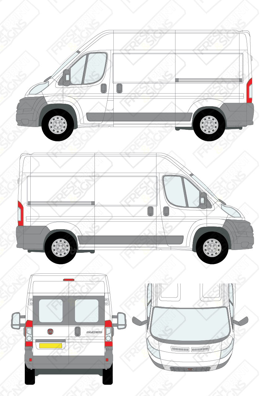 Van Graphics - Fiat | Ducato | 2006-2014 | Medium Wheelbase (L2) | Medium Roof (H2) | With Rear Windows