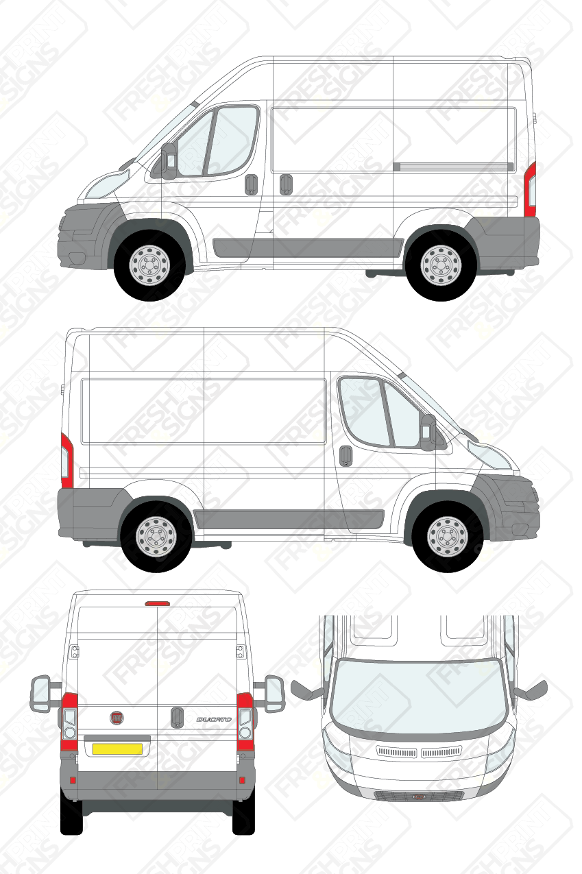 Van Graphics - Fiat | Ducato | 2006-2014 | Short Wheelbase (L1) | Medium Roof (H2) | Panelled Rear Doors