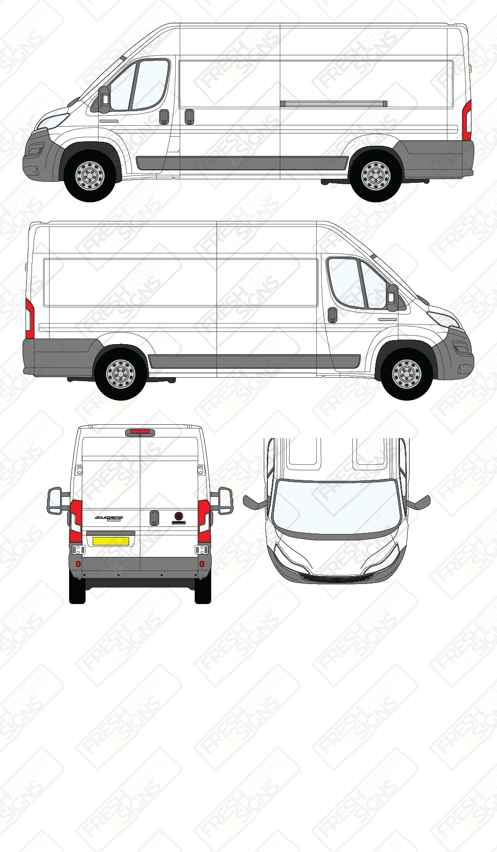 Van Graphics - Fiat | Ducato | 2014-2025 | Extra-Long Wheelbase (L4) | Medium Roof (H2) | Panelled Rear Doors