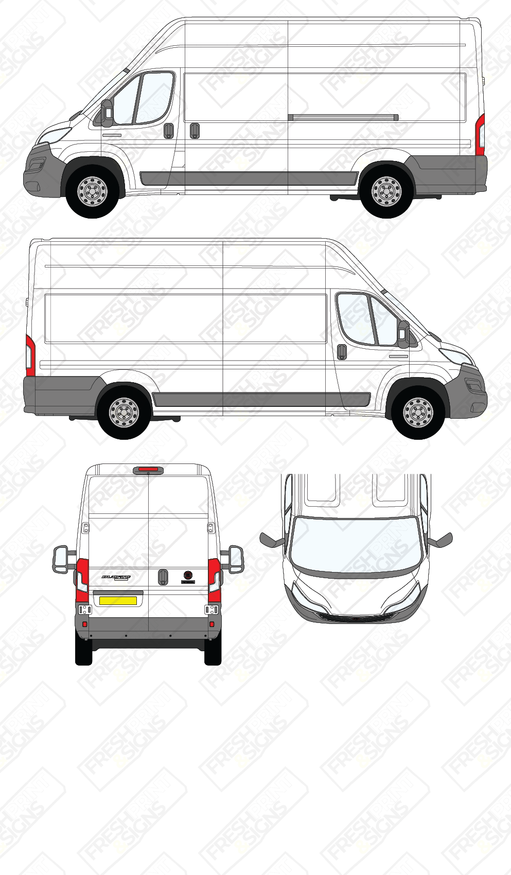 Van Graphics - Fiat | Ducato | 2014-2025 | Extra-Long Wheelbase (L4) | High Roof (H3) | Panelled Rear Doors