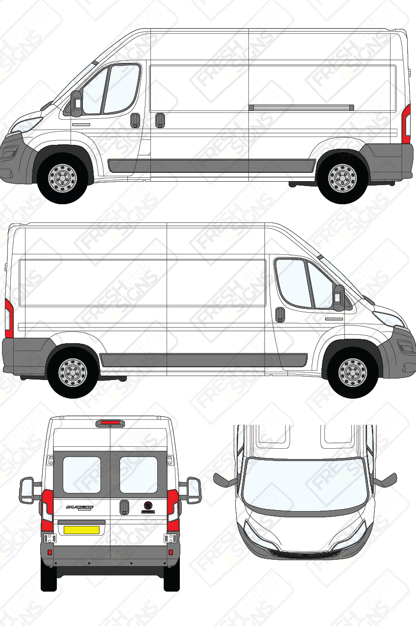 Van Graphics - Fiat | Ducato | 2014-2025 | Long Wheelbase (L3) | Medium Roof (H2) | With Rear Windows