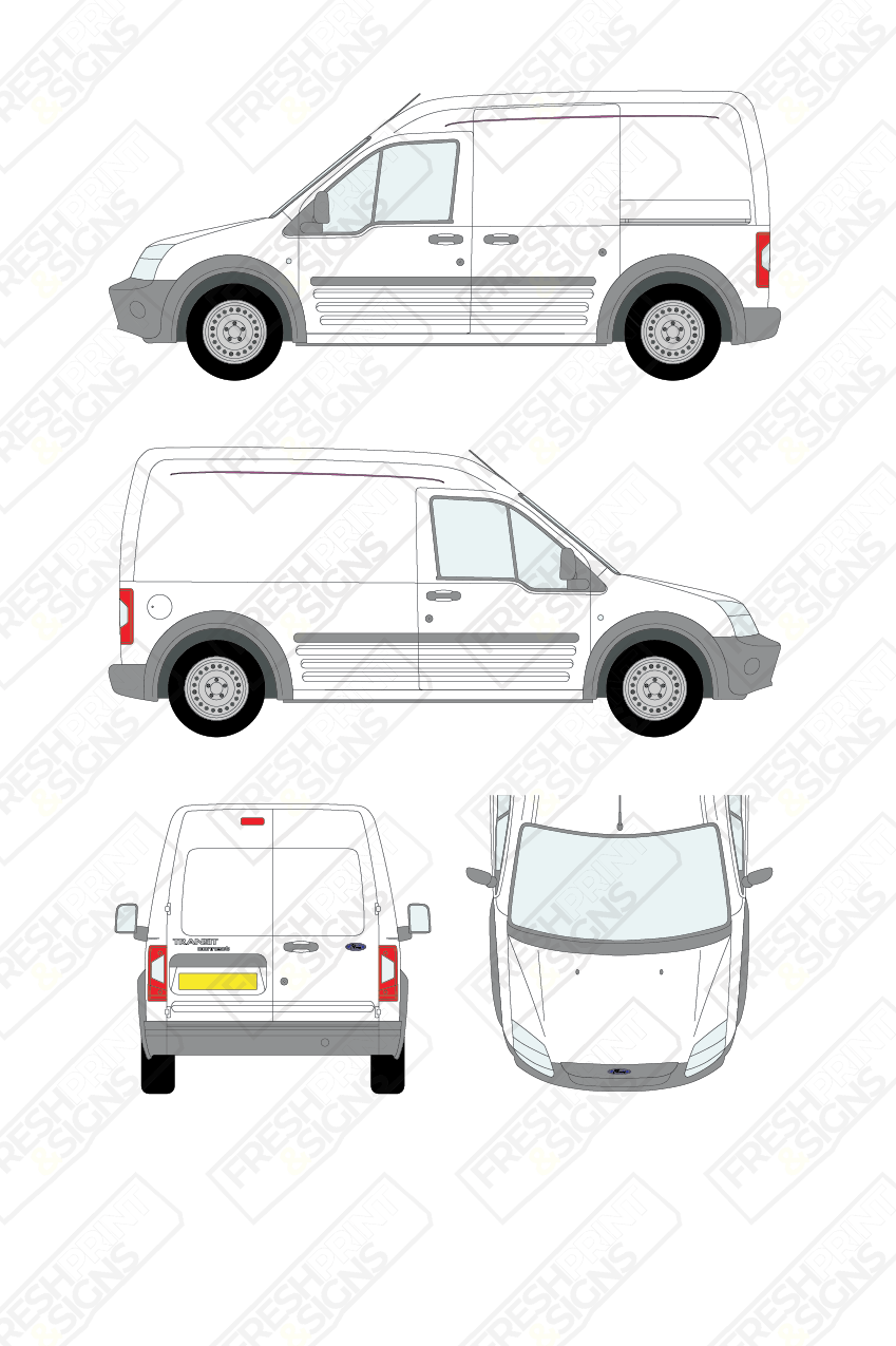 Van Graphics - Ford | Transit Connect | 2009-2013 | Long Wheelbase (L2) | Panelled Rear Doors