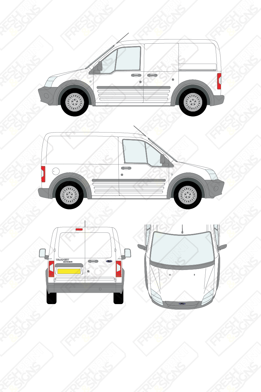 Van Graphics - Ford | Transit Connect | 2009-2013 | Short Wheelbase (L1) | Panelled Rear Doors