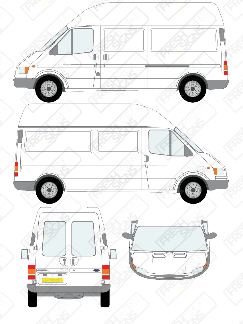 Van Graphics - Ford | Transit | 1994-1999 | Long Wheelbase (L2) | High Roof (H3) | With Rear Windows