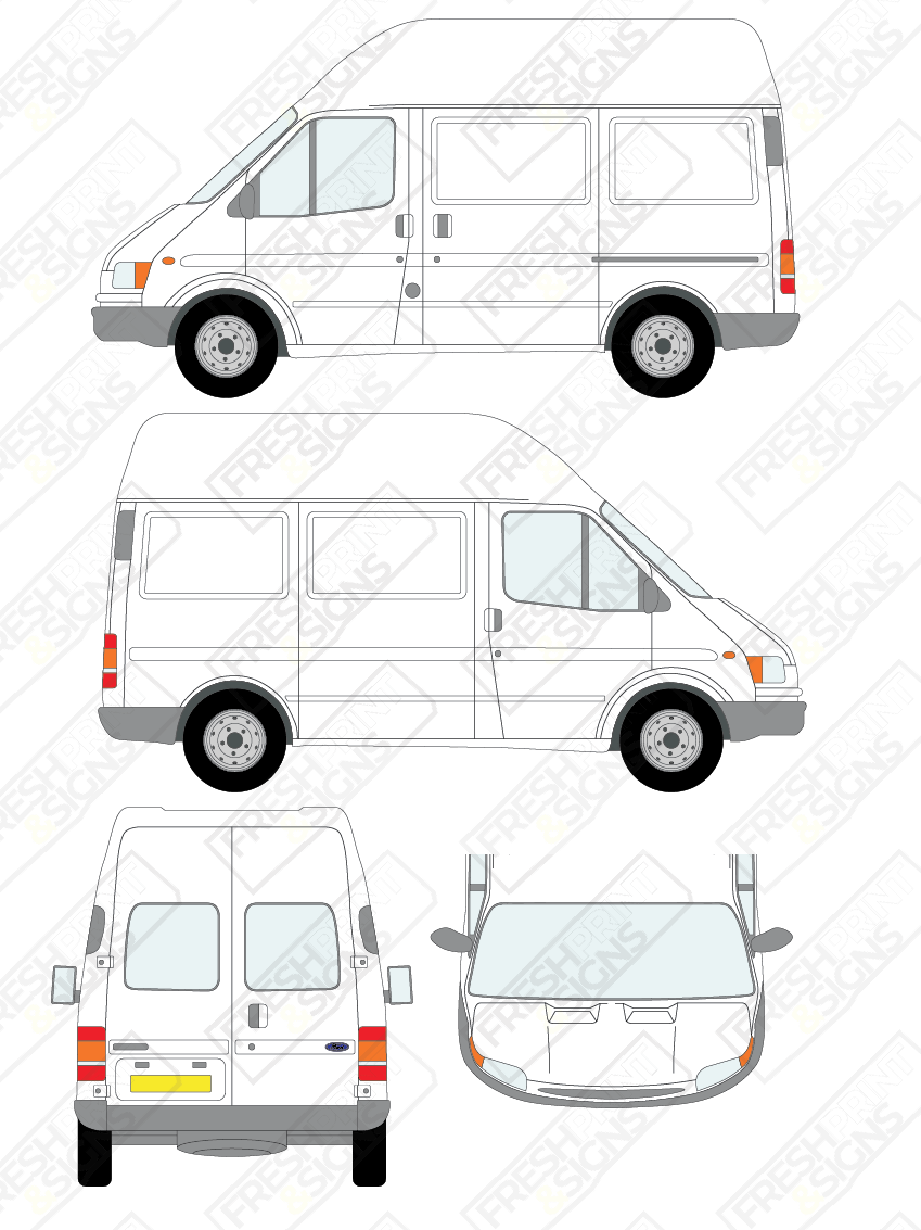 Van Graphics - Ford | Transit | 1994-1999 | Short Wheelbase (L1) | High Roof (H3) | With Rear Windows