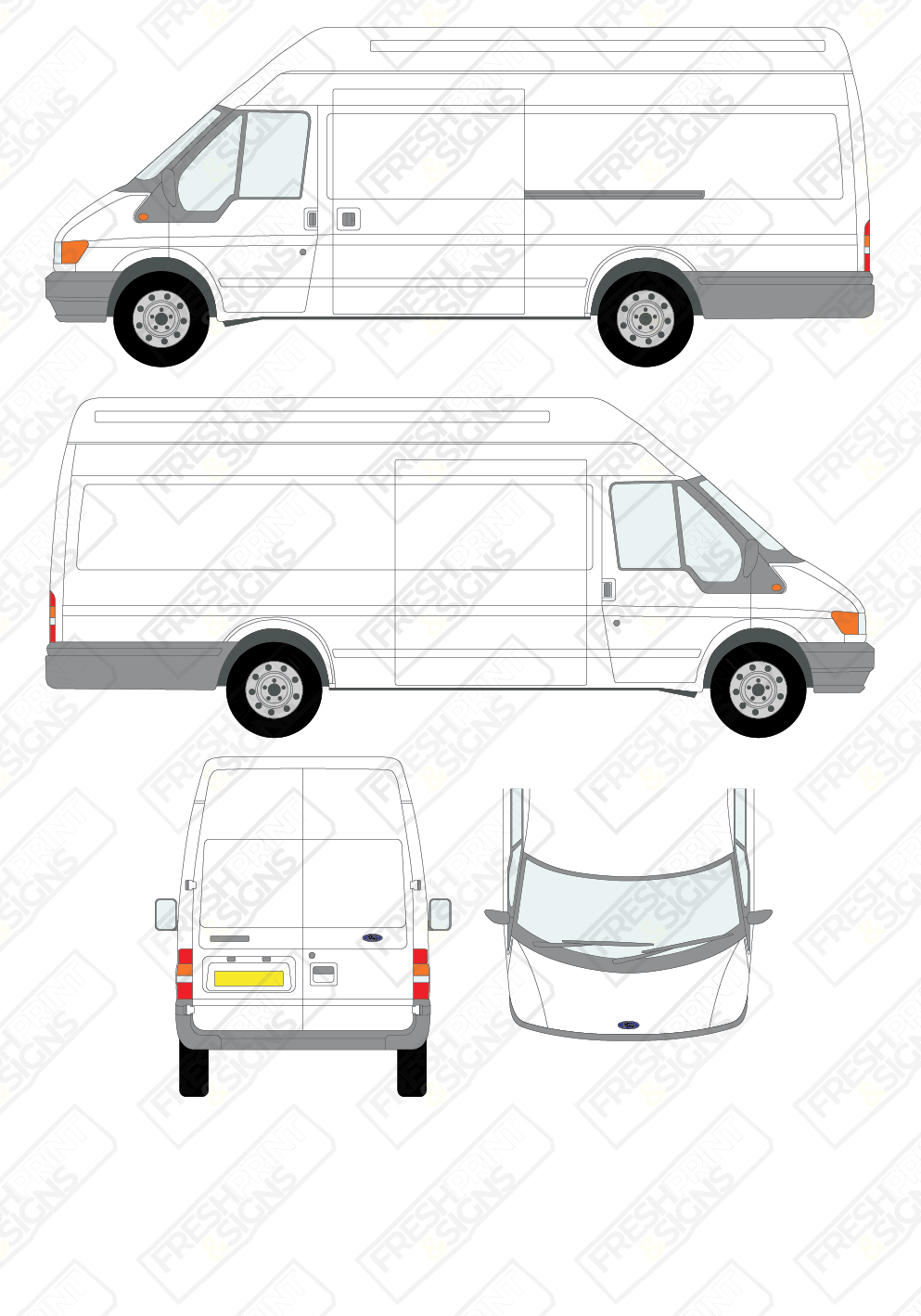 Van Graphics - Ford | Transit | 2000-2006 | Extra Long (Jumbo) Wheelbase (L4) | Panelled Rear Doors