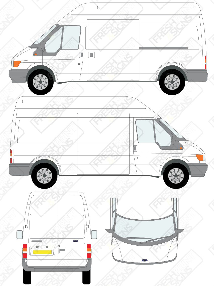 Van Graphics - Ford | Transit | 2000-2006 | Long Wheelbase (L3) | High Roof (H3) | Panelled Rear Doors