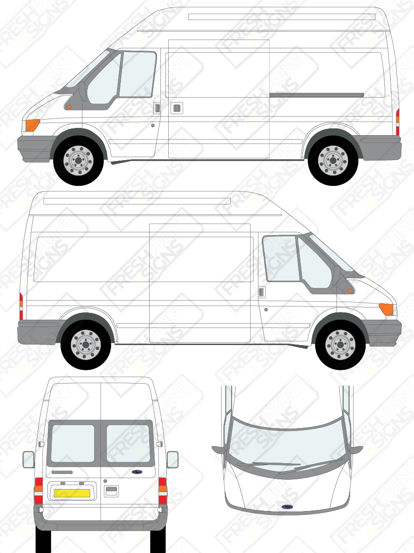 Van Graphics - Ford | Transit | 2000-2006 | Long Wheelbase (L3) | High Roof (H3) | With Rear Windows