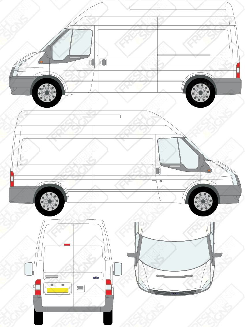Van Graphics - Ford | Transit | 2006-2014 | Long Wheelbase (L3) | High Roof (H3) | Panelled Rear Doors