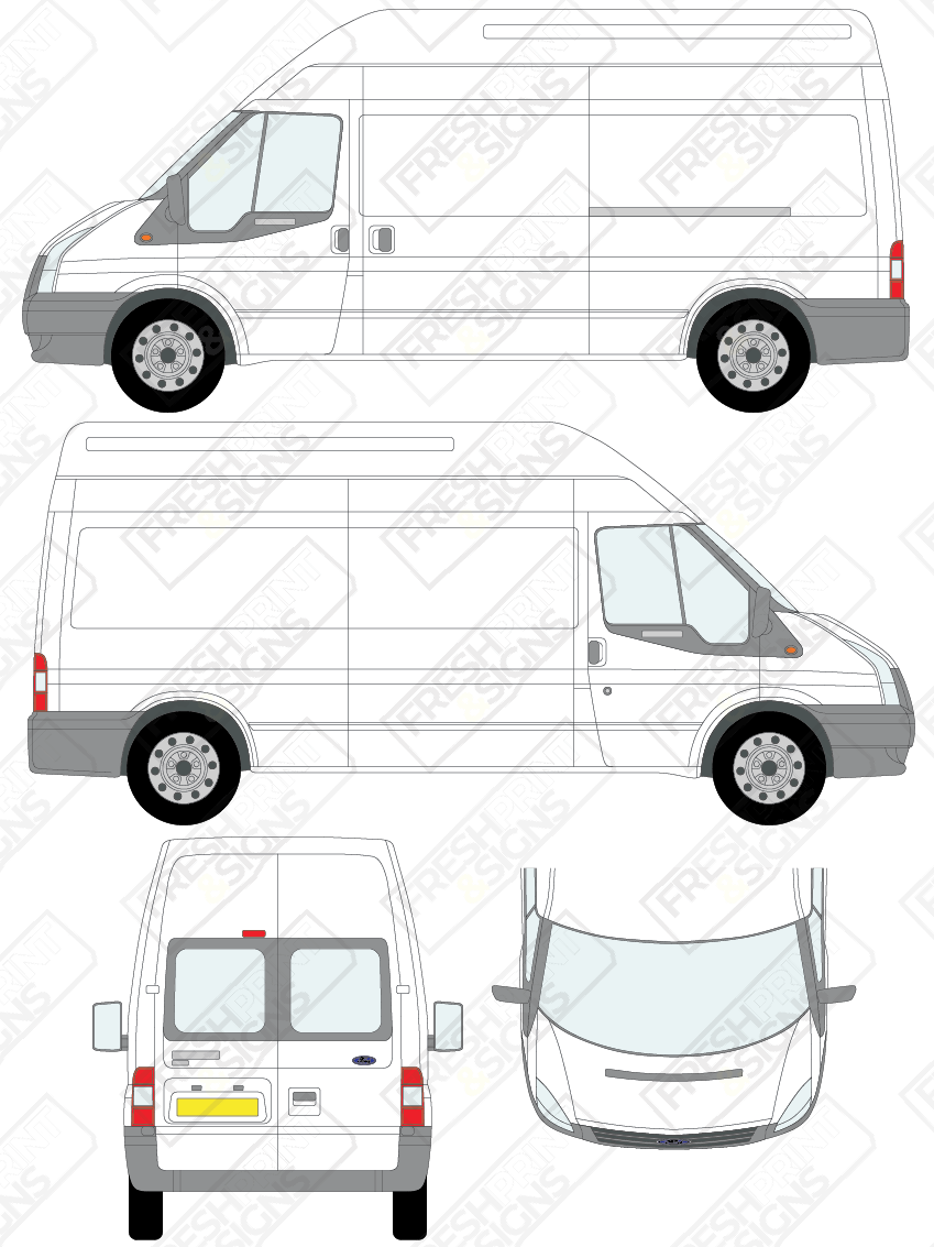 Van Graphics - Ford | Transit | 2006-2014 | Long Wheelbase (L3) | High Roof (H3) | With Rear Windows