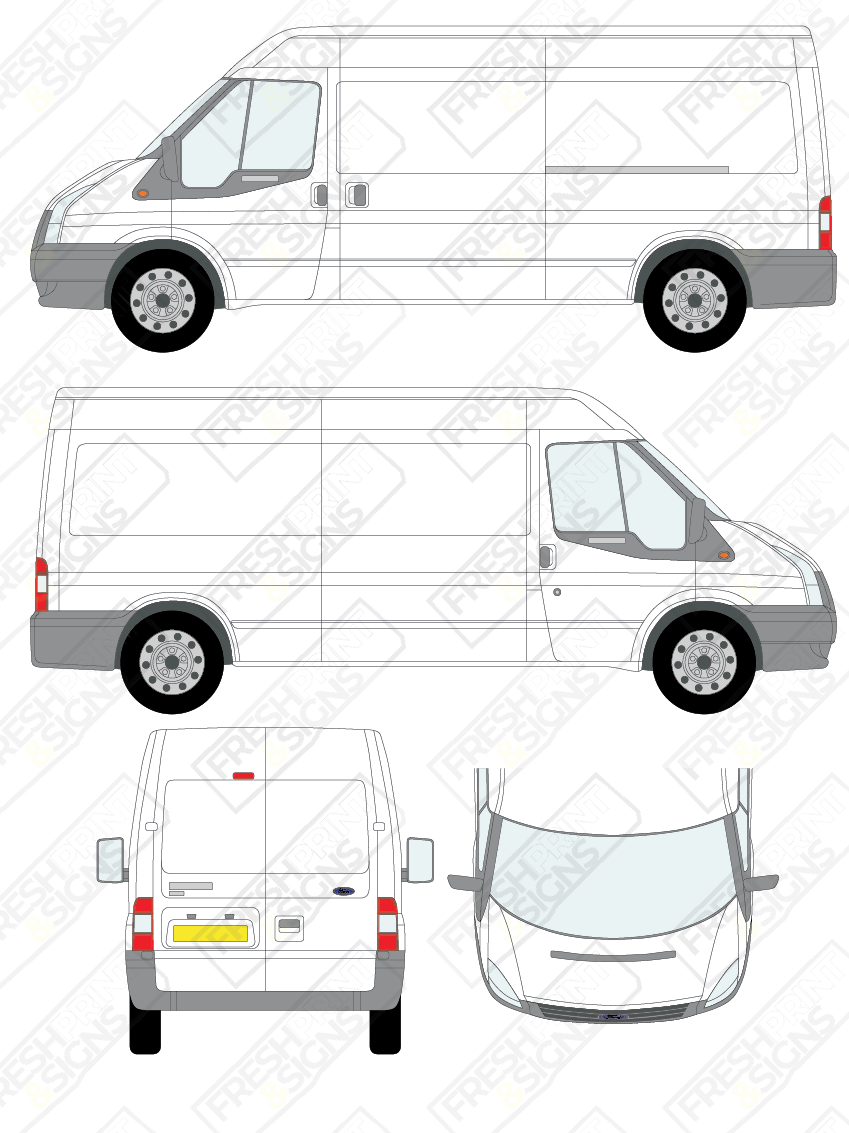Van Graphics - Ford | Transit | 2006-2014 | Long Wheelbase (L3) | Medium Roof (H2) | Panelled Rear Doors