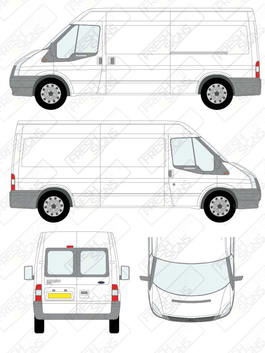Van Graphics - Ford | Transit | 2006-2014 | Long Wheelbase (L3) | Medium Roof (H2) | With Rear Windows