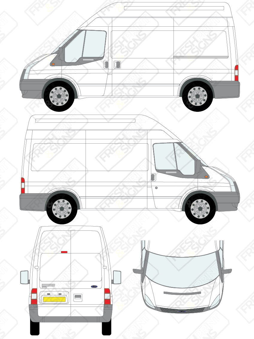 Van Graphics - Ford | Transit | 2006-2014 | Medium Wheelbase (L2) | High Roof (H3) | Panelled Rear Doors