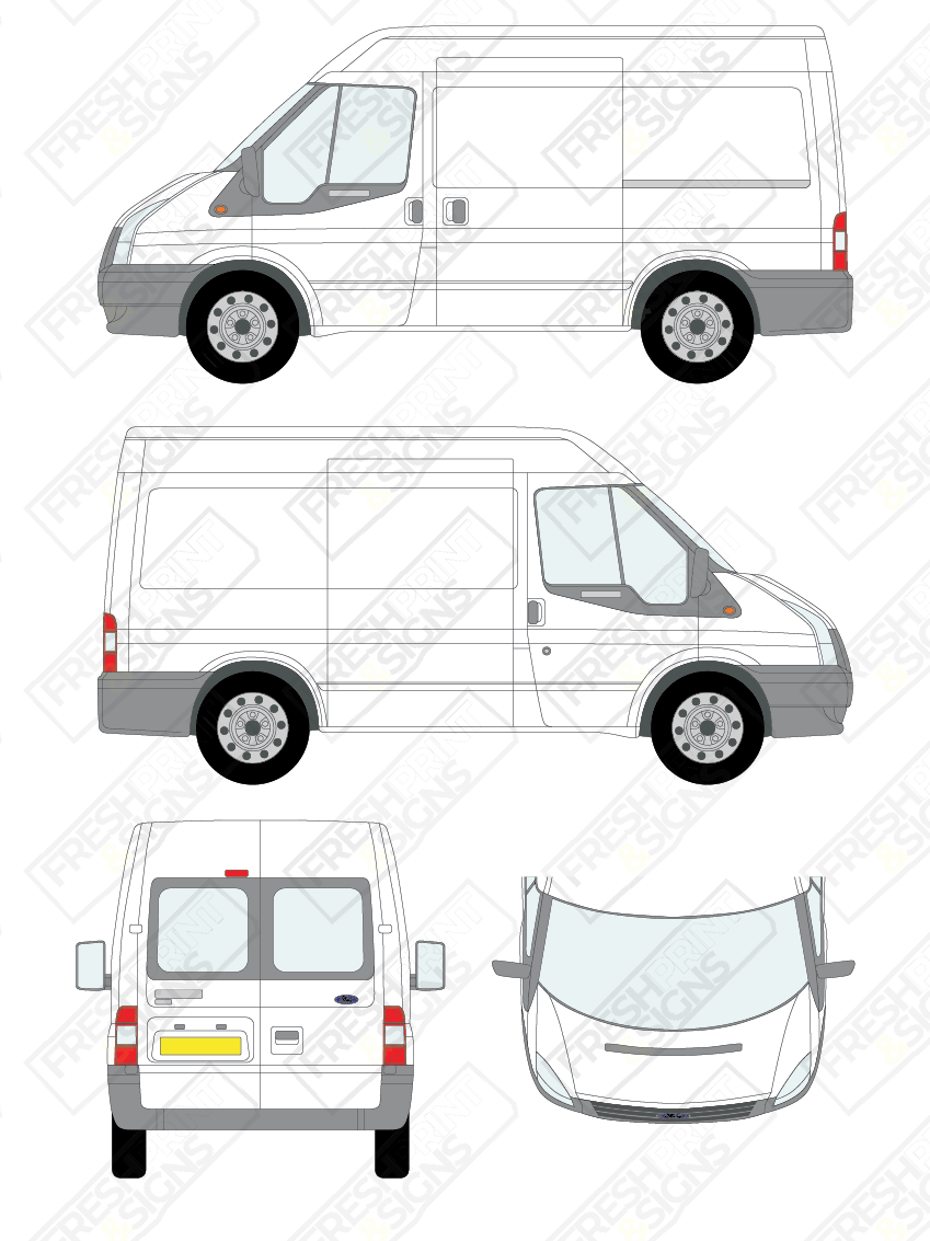 Van Graphics - Ford | Transit | 2006-2014 | Short Wheelbase (L1) | Medium Roof (H2) | With Rear Windows