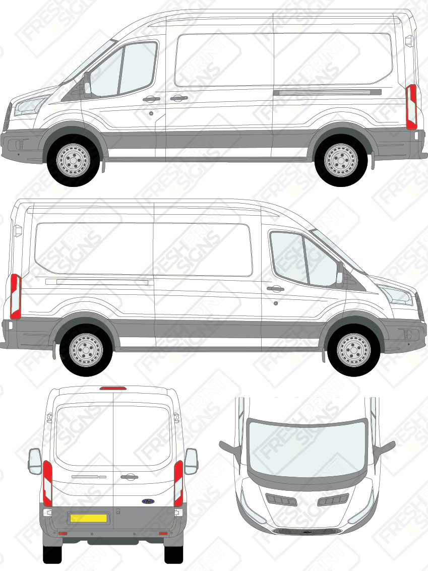 Van Graphics - Ford | Transit | 2014-2019 | Long Wheelbase (L3) | Medium Roof (H2) | Panelled Rear Doors