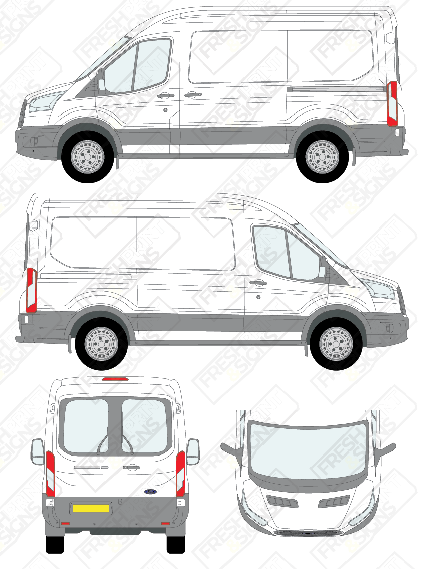Van Graphics - Ford | Transit | 2014-2019 | Medium Wheelbase (L2) | Medium Roof (H2) | With Rear Windows