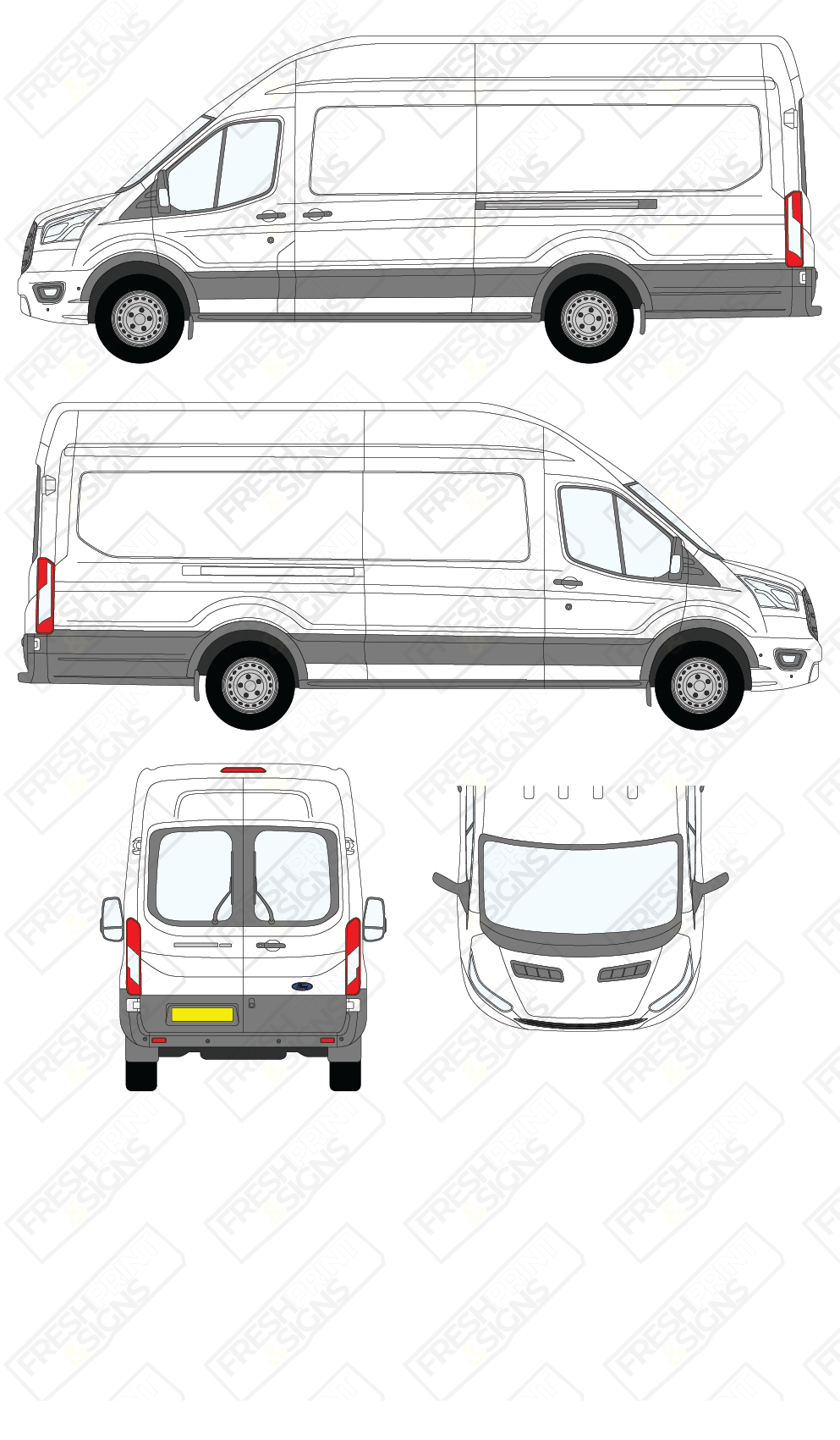 Van Graphics - Ford | Transit | 2019-2025 | Extra-Long Wheelbase (L4) | High Roof (H3) | With Rear Windows