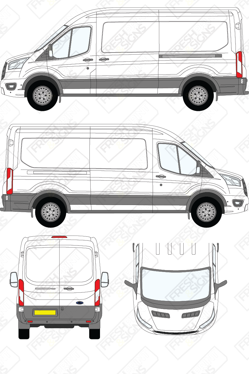 Van Graphics - Ford | Transit | 2019-2025 | Long Wheelbase (L3) | Medium Roof (H2) | Panelled Rear Doors