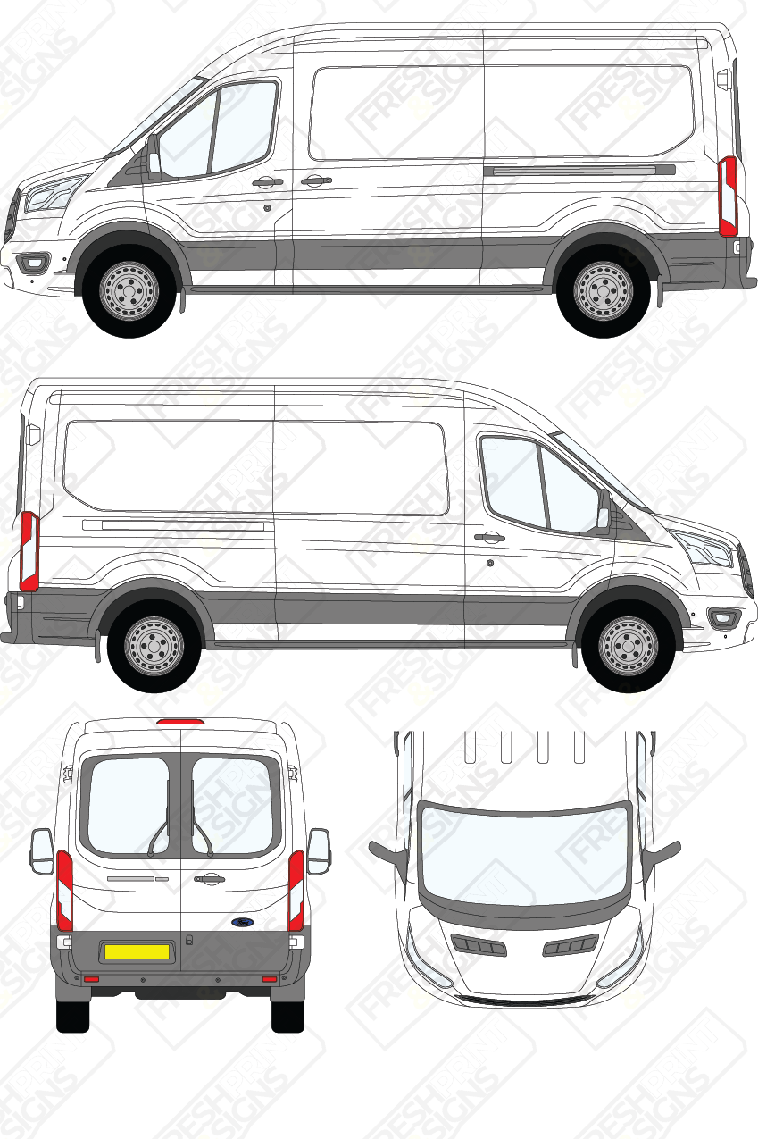 Van Graphics - Ford | Transit | 2019-2025 | Long Wheelbase (L3) | Medium Roof (H2) | With Rear Windows