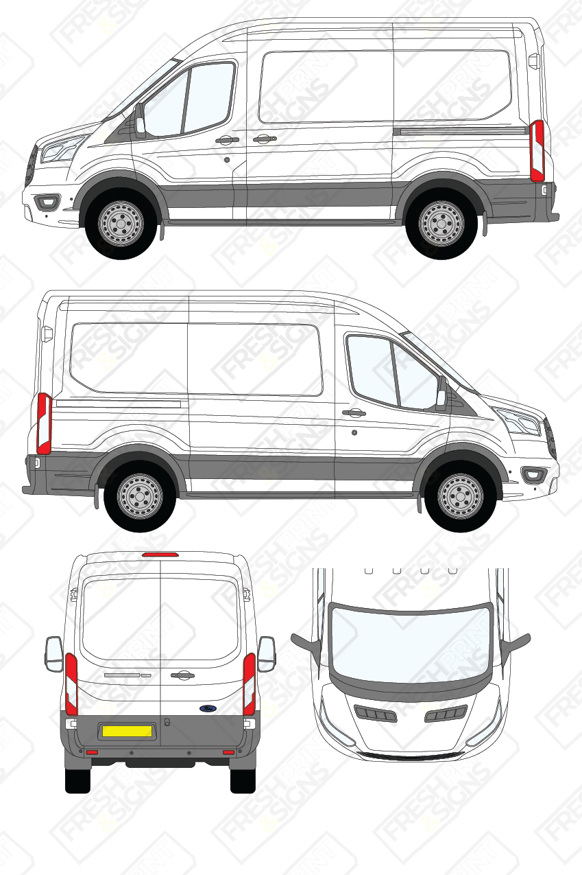 Van Graphics - Ford | Transit | 2019-2025 | Medium Wheelbase (L2) | Medium Roof (H2) | Panelled Rear Doors