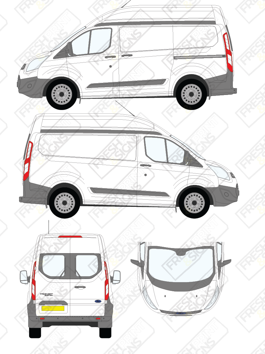Van Graphics - Ford | Transit Custom | 2012-2018 | Short Wheelbase (L1) | High Roof (H2) | With Rear Windows