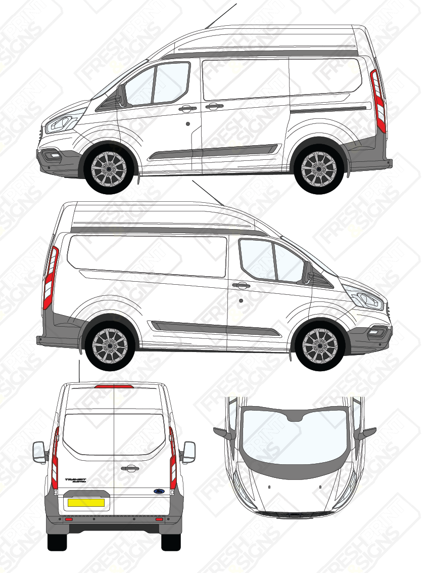 Van Graphics - Ford | Transit Custom | 2018-2023 | Short Wheelbase (L1) | High Roof (H2) | Panelled Rear Doors