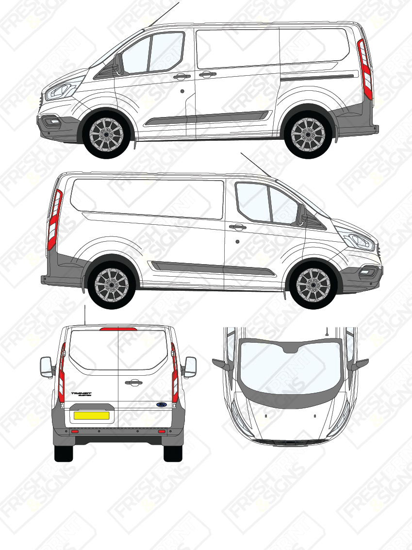 Van Graphics - Ford | Transit Custom | 2018-2023 | Short Wheelbase (L1) | Low Roof (H1) | Panelled Rear Doors