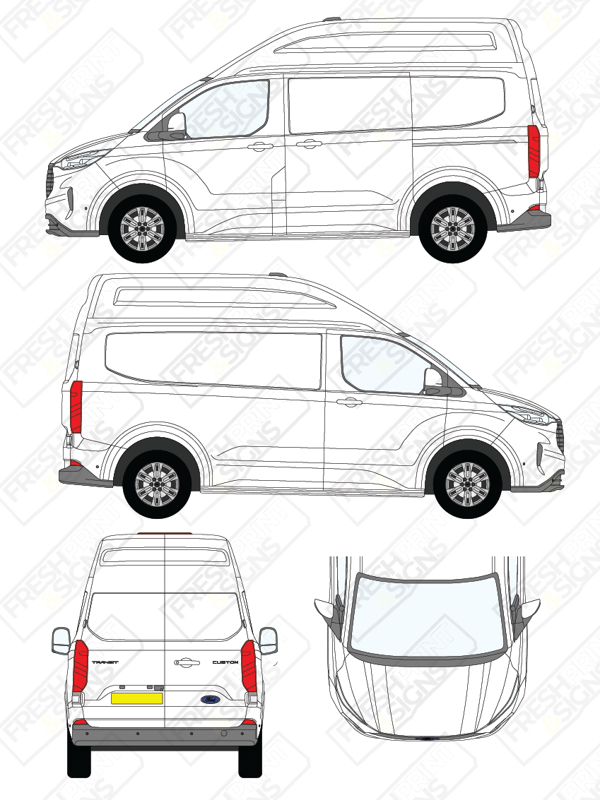 Van Graphics - Ford | Transit Custom | 2024-2025 | Short Wheelbase (L1) | High Roof (H2) | Panelled Rear Doors