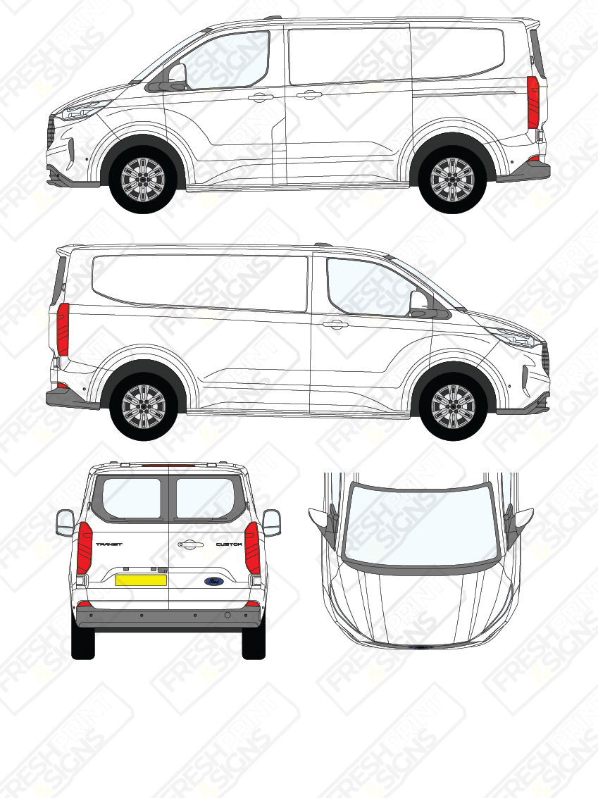 Van Graphics - Ford | Transit Custom | 2024-2025 | Short Wheelbase (L1) | Low Roof (H1) | With Rear Windows
