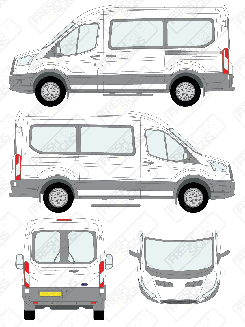 Van Graphics - Ford | Transit Minibus | 2014-2019 | Medium Wheelbase (L2) | Medium Roof (H2)