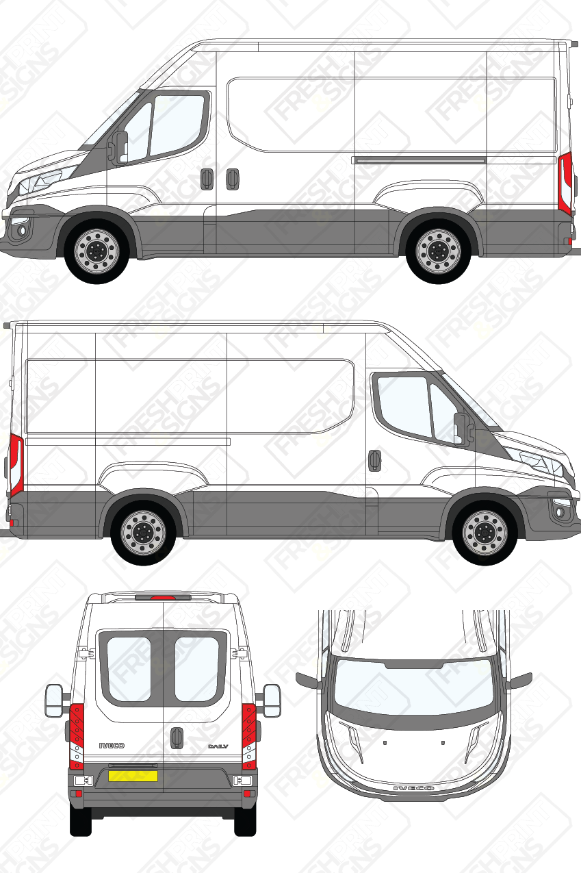 Van Graphics - Iveco | Daily | 2014-2019 | Long Wheelbase (L3) | Medium Roof (H2) | With Rear Windows