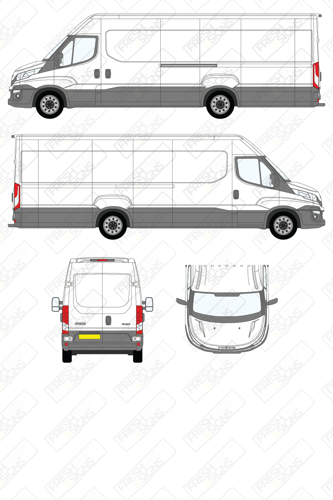 Van Graphics - Iveco | Daily | 2014-2019 | Maxi-Long Wheelbase (L5) | Medium Roof (H2) | Panelled Rear Doors