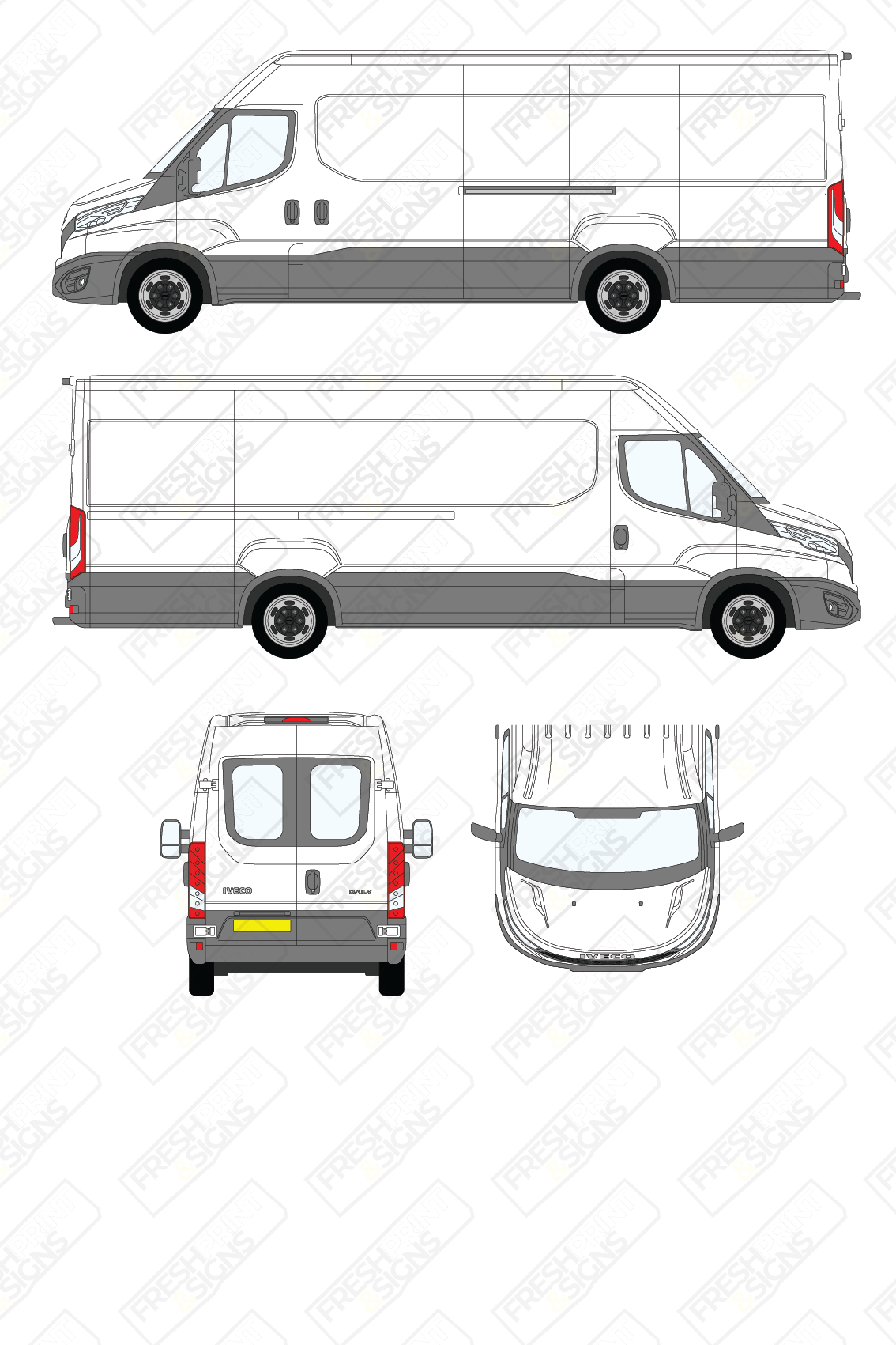 Van Graphics - Iveco | Daily | 2019-2025 | Extra-Long Wheelbase (L4) | Medium Roof (H2) | With Rear Windows