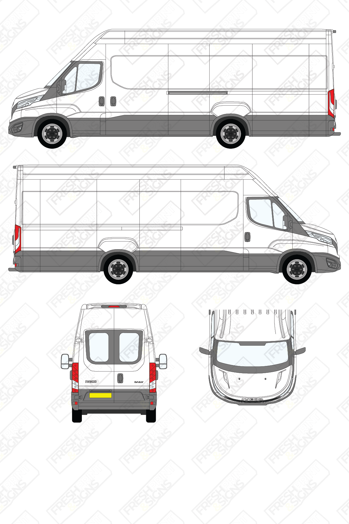 Van Graphics - Iveco | Daily | 2019-2025 | Maxi-Long Wheelbase (L5) | High Roof (H3) | With Rear Windows