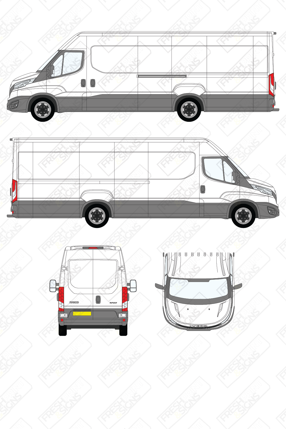 Van Graphics - Iveco | Daily | 2019-2025 | Maxi-Long Wheelbase (L5) | Medium Roof (H2) | Panelled Rear Doors