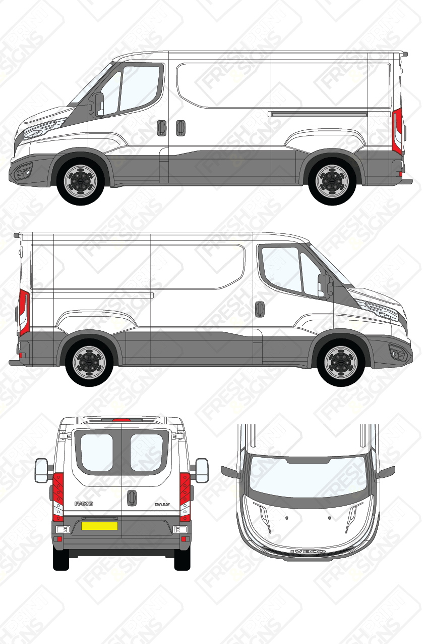 Van Graphics - Iveco | Daily | 2019-2025 | Medium Wheelbase (L2) | Low Roof (H1) | With Rear Windows