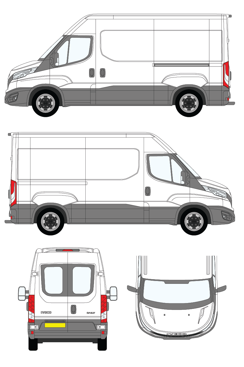Van Graphics - Iveco | Daily | 2019-2025 | Medium Wheelbase (L2) | Medium Roof (H2) | With Rear Windows